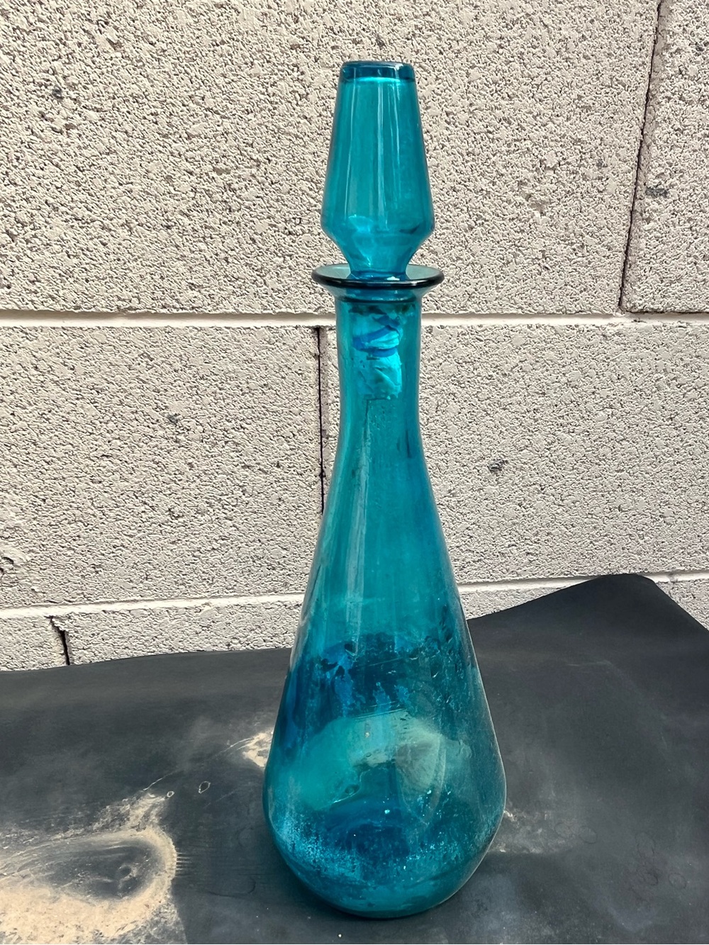 Teal Glass Decorative Decanter Vase - Home Art